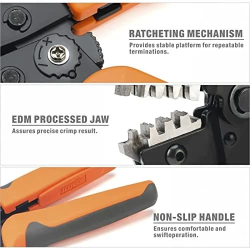 IWISS SN-2549 Ratcheting Wire Crimping Tool for Dupont & JST Terminals, AWG28-18 (0.08-1.0mm²) | Precision Crimping Pliers thumbnail 4