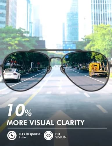 Luenx Aviator Polarized Sunglasses Men Women Classic UV400 Driving | 60mm Black Lens, Lightweight Metal Frame thumbnail 3