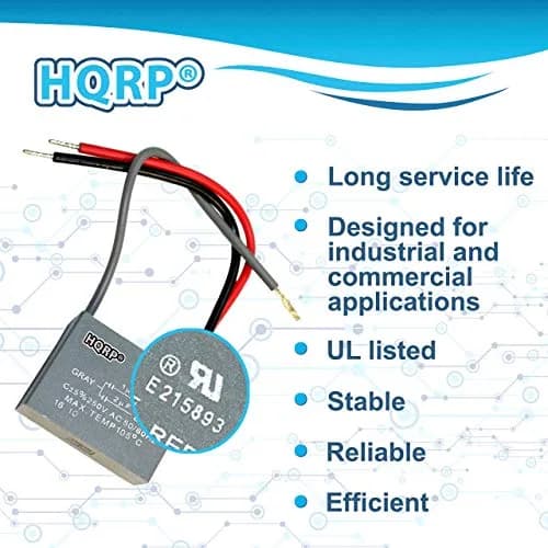 HQRP Ceiling Fan Capacitor 2-Pack | UL Listed, 2.5uf+3.5uf+4uf, 250VAC, 5-Wire, Gray thumbnail 3