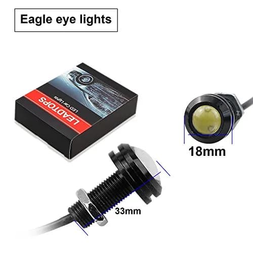 LEADTOPS 10Pcs 18mm 12V Eagle Eye LED Car Fog DRL Daytime Running Light Backup Reverse Tail Rock Lights White thumbnail 3