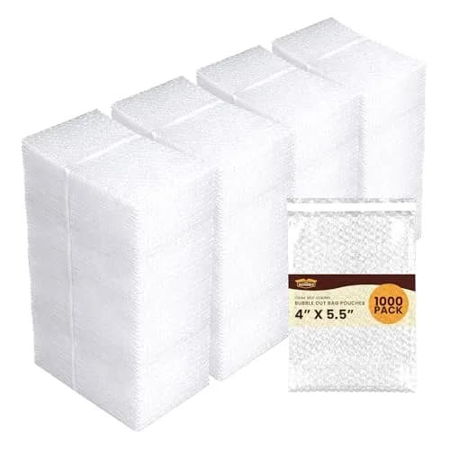 The Boxery 4x5.5" Clear Self-Sealing Bubble Out Bag Pouches, 1000 Pack | Transparent Bubble Cushion for Fragile Items thumbnail 1