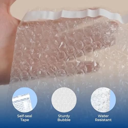 The Boxery 4x5.5" Clear Self-Sealing Bubble Out Bag Pouches, 1000 Pack | Transparent Bubble Cushion for Fragile Items thumbnail 4