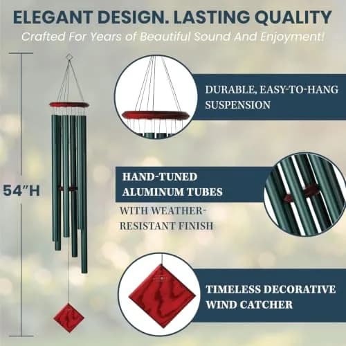 Woodstock Chimes Neptune Wind Chime for Outside 54" Evergreen | Deep Tone Sound for Garden & Patio thumbnail 4