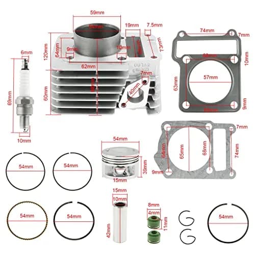 FLYPIG 54mm Cylinder Piston Top End Rebuild Kit for Yamaha TTR125 TTR125E | 125cc Displacement, Durable Aftermarket Replacement thumbnail 2