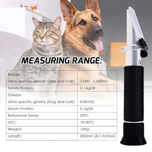 TEKCOPLUS 3-in-1 Animal Clinical Refractometer Urine SG & Serum Protein with ATC 20.5 cm (8.1 in) | Veterinary Health Index Tester thumbnail 5