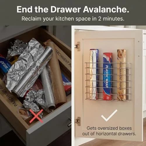 Household Essentials Tall Door Mount Cabinet Organizer with Steel Wire Frame in Nickel Powder Finish, Silver | Versatile Storage Solution (70-120c) thumbnail 4