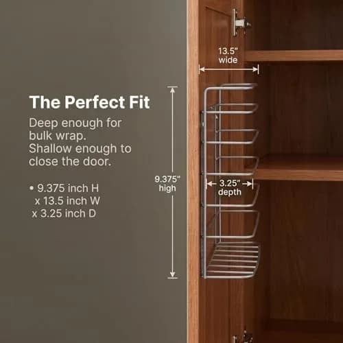 Household Essentials Tall Door Mount Cabinet Organizer with Steel Wire Frame in Nickel Powder Finish, Silver | Versatile Storage Solution (70-120c) thumbnail 6