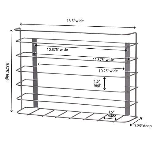 Household Essentials Tall Door Mount Cabinet Organizer with Steel Wire Frame in Nickel Powder Finish, Silver | Versatile Storage Solution (70-120c) thumbnail 2