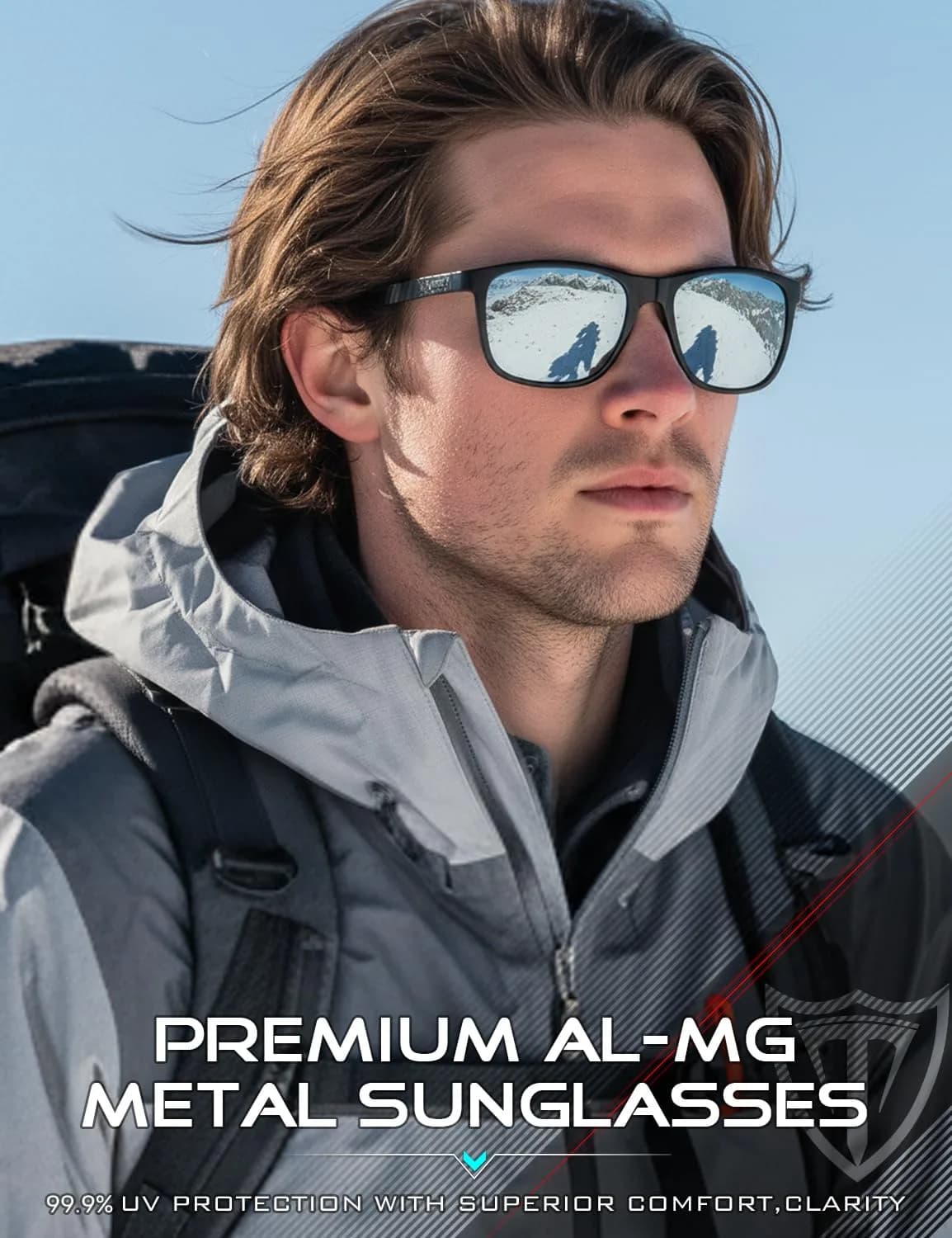 ATTCL Black-Silver Polarized Sunglasses for Men - Retro Metal Frame, Mirrored Lenses - view 2