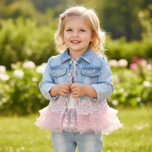Yao Baby Girls Denim Clothing Sets 3 Pieces | Cotton & Polyester, Comfortable & Stylish (70-120 chars) thumbnail 5