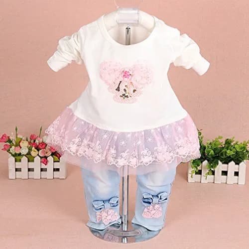 Yao Baby Girls Denim Clothing Sets 3 Pieces | Cotton & Polyester, Comfortable & Stylish (70-120 chars) thumbnail 3