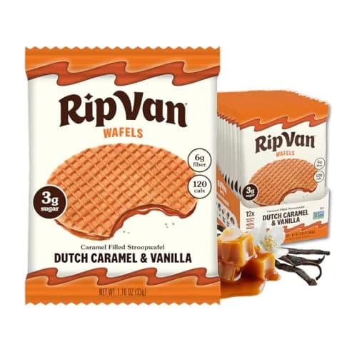Rip Van Wafels Dutch Caramel & Vanilla Stroopwafels | Low Sugar, Keto Friendly, 12 Count thumbnail 1