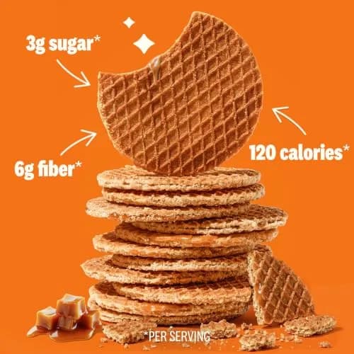 Rip Van Wafels Dutch Caramel & Vanilla Stroopwafels | Low Sugar, Keto Friendly, 12 Count thumbnail 3