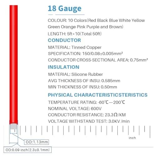BNTECHGO 18 AWG Silicone Wire Kit - 10 Colors, 5ft Each | 50ft Total thumbnail 2