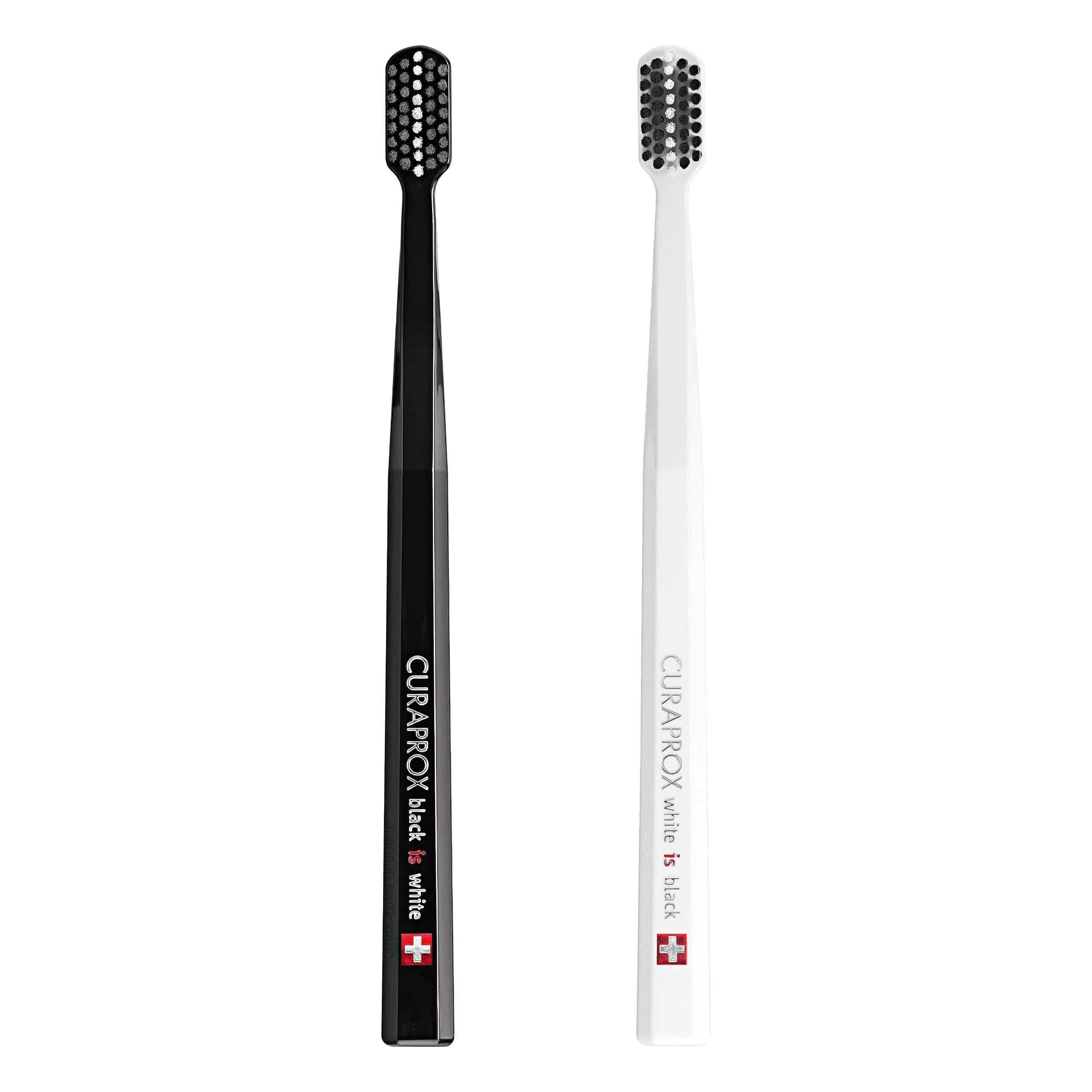 Curaprox Black is White Duo Toothbrushes | 5460 Curen Filaments, Whitening-Friendly — Black and White