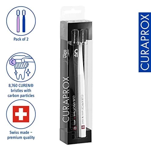 Curaprox Black is White Duo Toothbrushes | 5460 Curen Filaments, Whitening-Friendly thumbnail 2