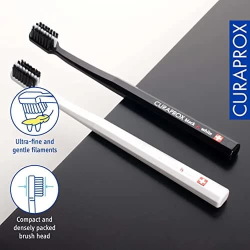 Curaprox Black is White Duo Toothbrushes | 5460 Curen Filaments, Whitening-Friendly thumbnail 3