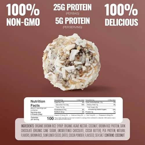 The GFB Dark Chocolate Coconut Protein Bites | Gluten Free, Vegan, Non-GMO, 6 Pack thumbnail 4