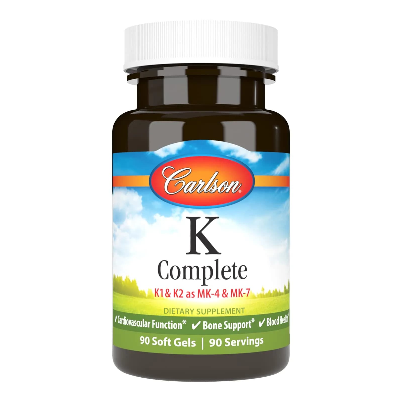 Carlson K Complete Vitamin K-1, K2 as MK-4, 90 Softgels | Supports Bone & Heart Health - main product image