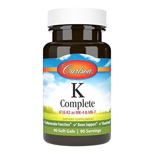 Carlson K Complete Vitamin K-1, K2 as MK-4, 90 Softgels | Supports Bone & Heart Health thumbnail 1