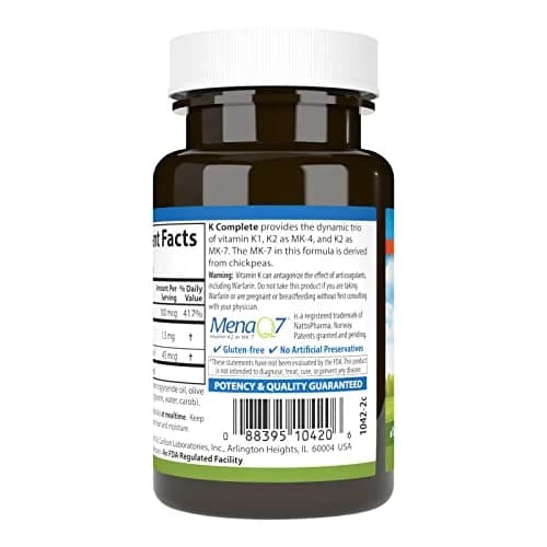 Carlson K Complete Vitamin K-1, K2 as MK-4, 90 Softgels | Supports Bone & Heart Health thumbnail 3