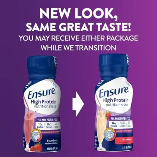Ensure High Protein Strawberry Nutrition Shake, Ready to Drink, 16g Protein and 27 Vitamins and Minerals, 8 fl oz, 24 Pack thumbnail 2