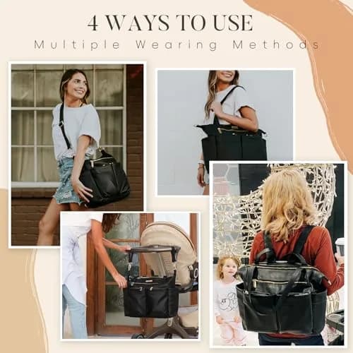 miss fong Diaper Bag Tote Leather Diaper Bag Backpack Pañaleras Para Bebe | Spacious, Stylish & Practical for Moms & Dads thumbnail 6