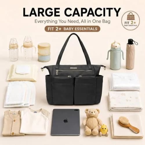 miss fong Diaper Bag Tote Leather Diaper Bag Backpack Pañaleras Para Bebe | Spacious, Stylish & Practical for Moms & Dads thumbnail 7