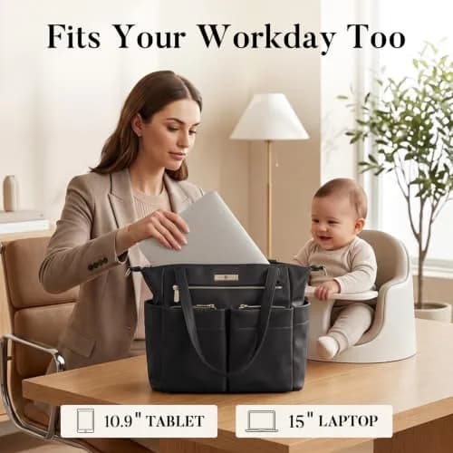miss fong Diaper Bag Tote Leather Diaper Bag Backpack Pañaleras Para Bebe | Spacious, Stylish & Practical for Moms & Dads thumbnail 8