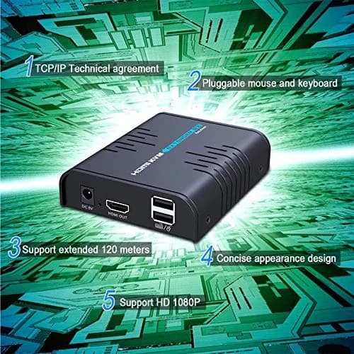 AGPTEK HDMI USB KVM Extender Up to 120m | Supports 1080p & USB Keyboard Mouse thumbnail 7