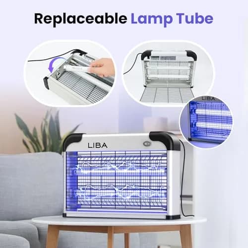 LiBa Indoor Bug Zapper 2800V with 2 Extra Replacement Bulbs | Chemical-Free Insect Elimination thumbnail 6