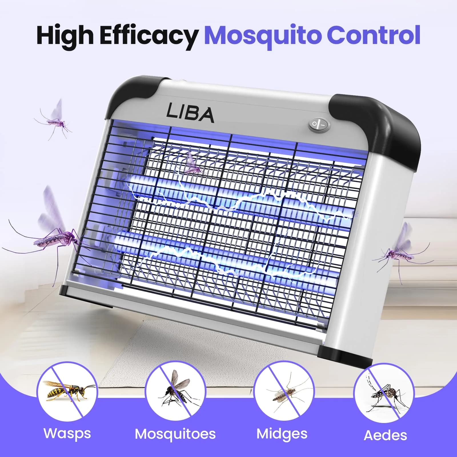 LiBa Indoor Bug Zapper 2800V with 2 Extra Replacement Bulbs - Insect Killer for Home - view 2