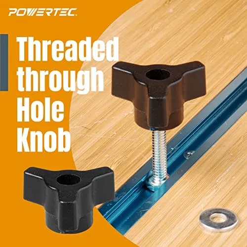 POWERTEC 71068 T Track Knob Kit with 1/4-20 x 1-1/2" Hex Bolts and Washers, Set of 10 | For Woodworking Jigs and Fixtures thumbnail 4
