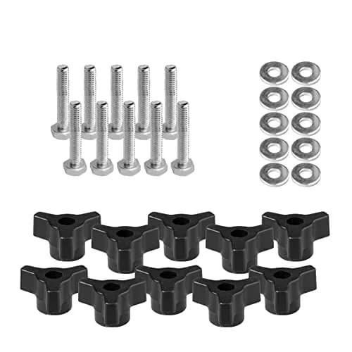 POWERTEC 71068 T Track Knob Kit with 1/4-20 x 1-1/2" Hex Bolts and Washers, Set of 10 | For Woodworking Jigs and Fixtures thumbnail 1