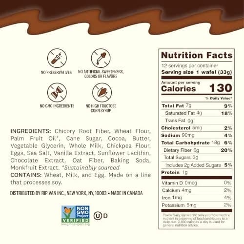 Rip Van Wafels Chocolate Brownie Stroopwafels | Low Sugar, Low Calorie Dutch Snack (1.16 oz, Pack of 12) thumbnail 4