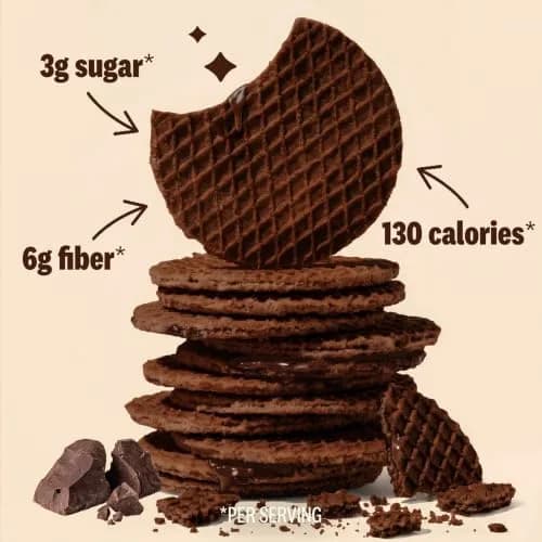 Rip Van Wafels Chocolate Brownie Stroopwafels | Low Sugar, Low Calorie Dutch Snack (1.16 oz, Pack of 12) thumbnail 3