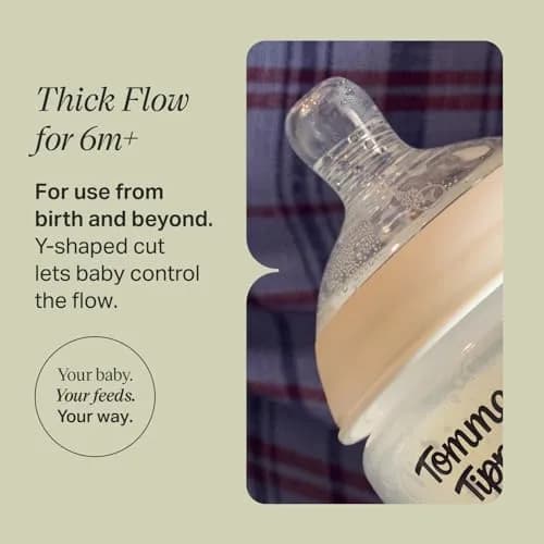 Tommee Tippee Natural Start Bottle Nipples, Thicker Feed, 6m+ (Pack of 2) | Breast-Like Silicone for Natural Latch thumbnail 2