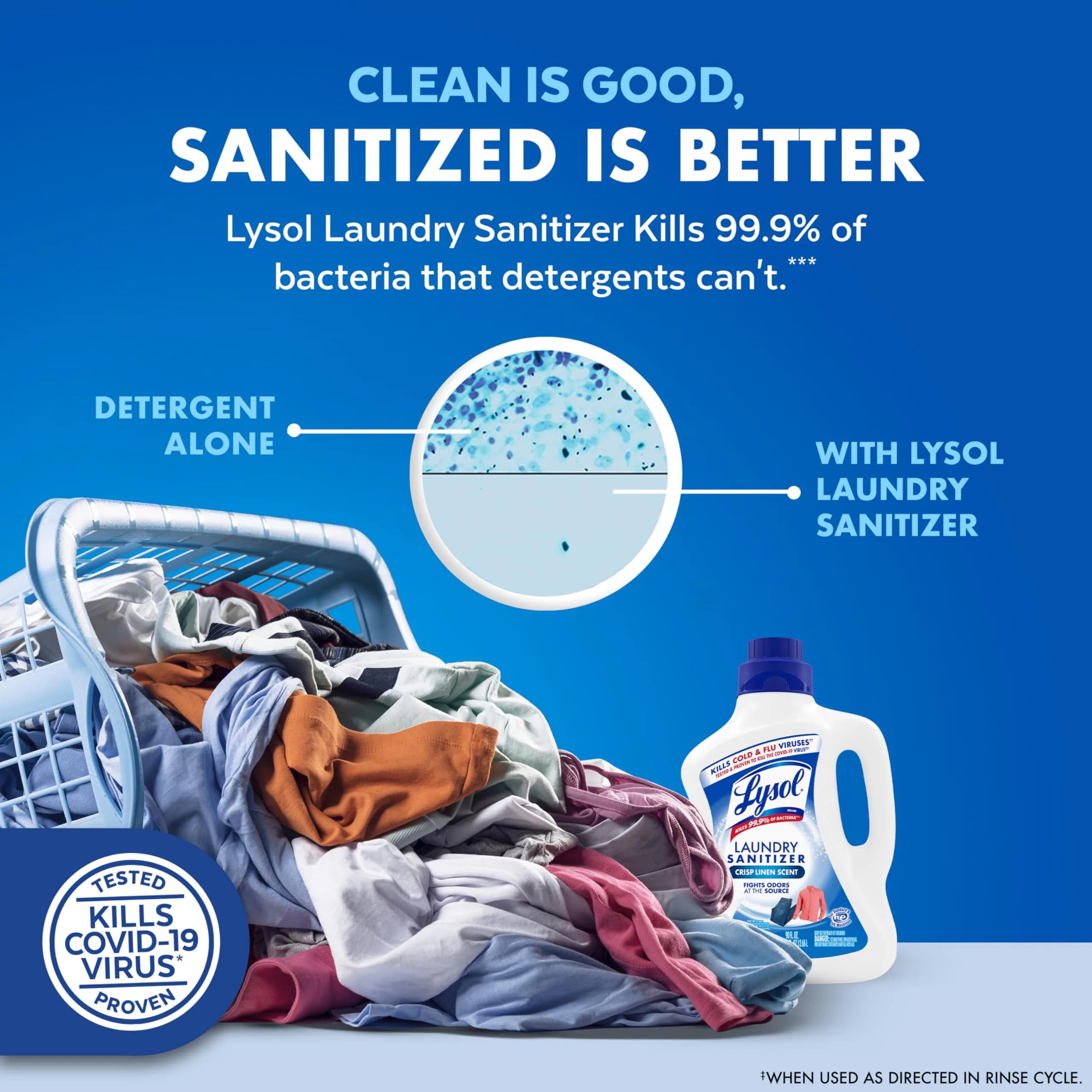 Lysol Laundry Sanitizer Additive Crisp Linen 2660ml (90 Fl Oz) | Kills 99.9% Bacteria - view 3