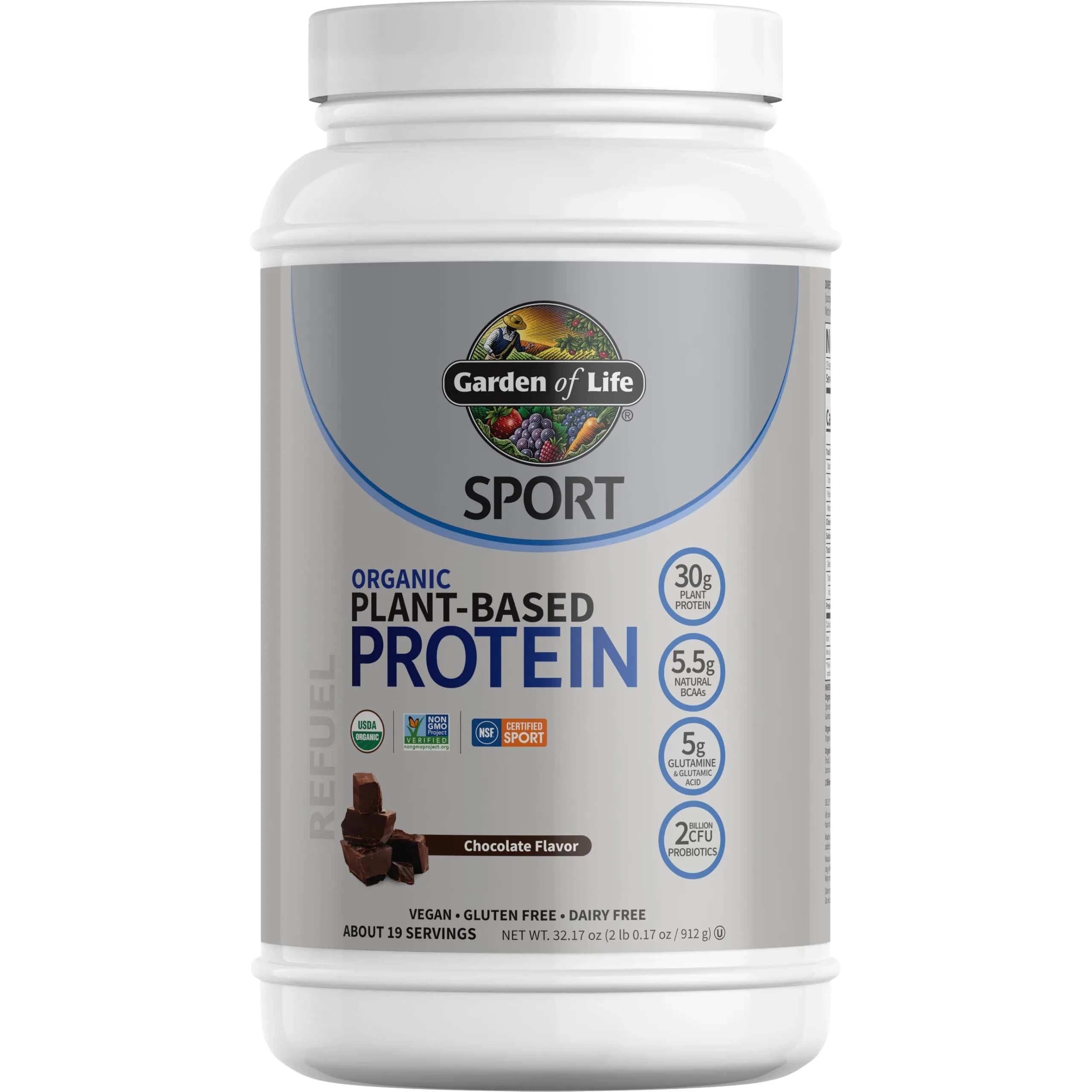Garden of Life Organic Vegan Protein Powder Chocolate 1.85 lb (839 g) | NSF Certified for Sport — Chocolate / 2.01 Pound