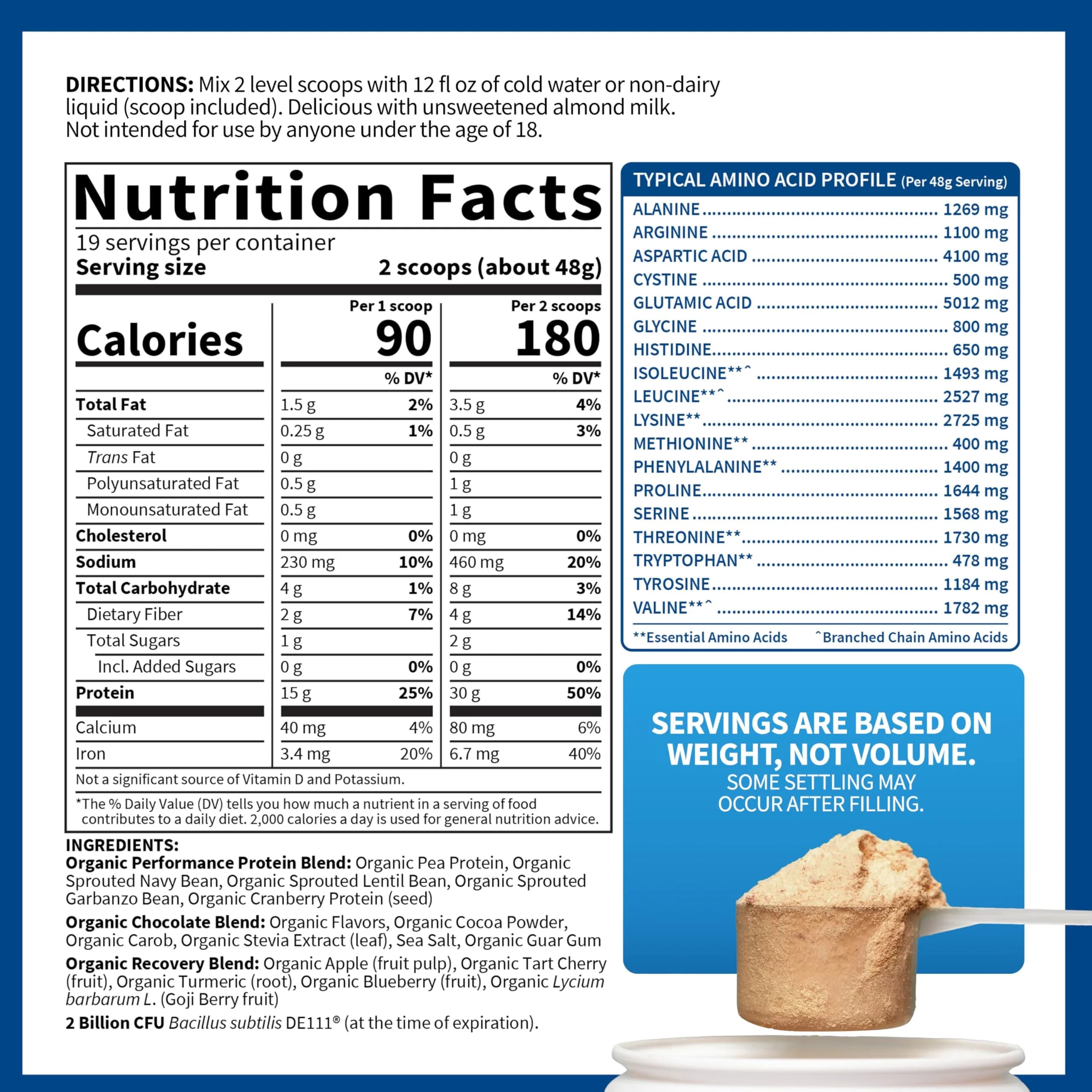 Garden of Life Organic Vegan Protein Powder Chocolate 2.01 lb (912 g) | NSF Certified for Sport - view 6