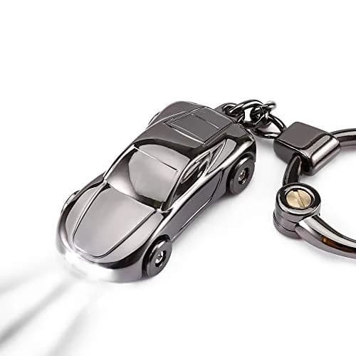 SOMGEM Car Keychain Flashlight with LED Light, Zinc Alloy, Black | Detachable 2-Mode LED Key Ring thumbnail 1