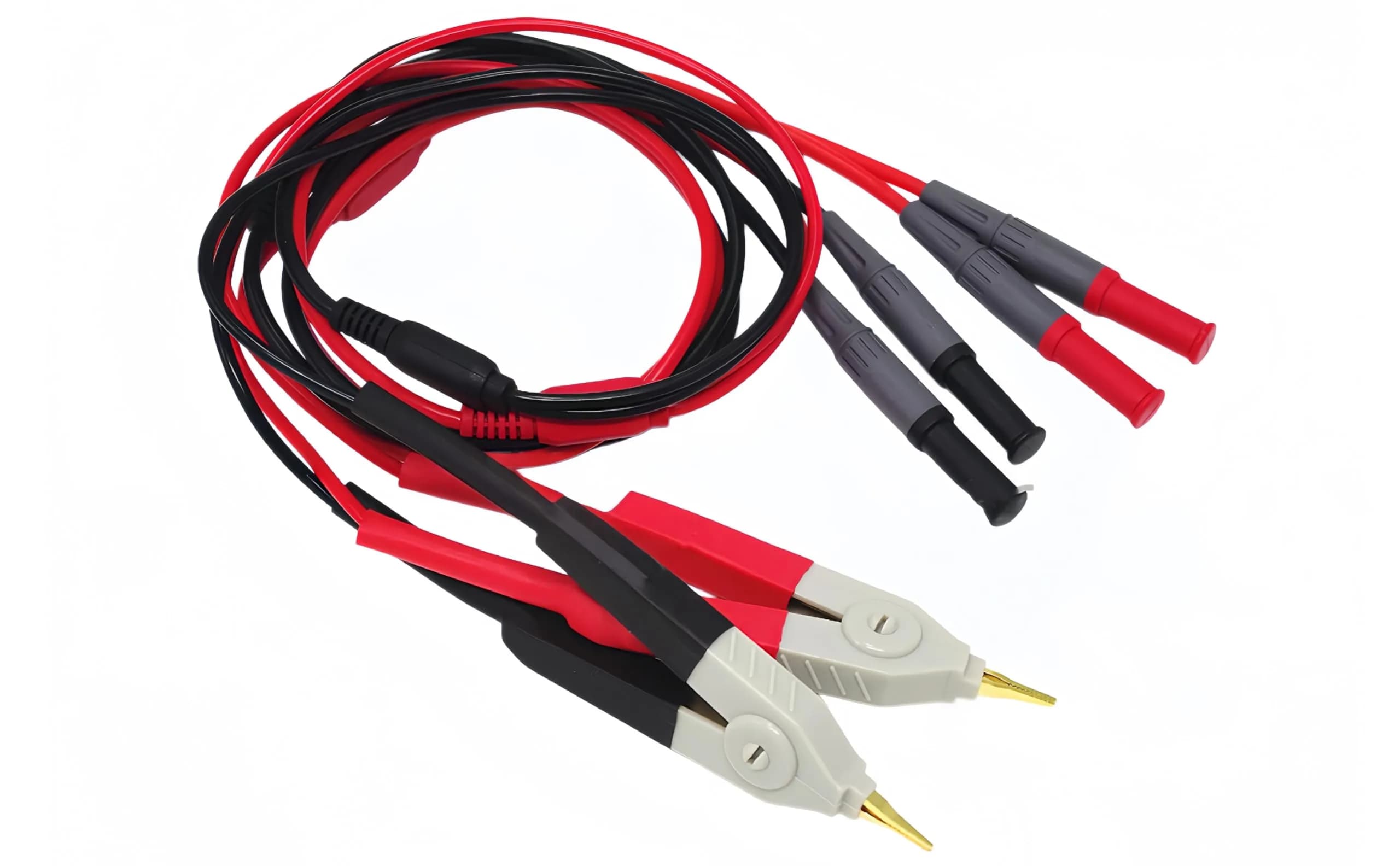 TestHelper LCR Meter Test Leads with 4mm Connectors, 2-Wire/4-Wire Kelvin Clip Probes (Red/Black) | Essential for Low Value Measurements — ('red', 'black')