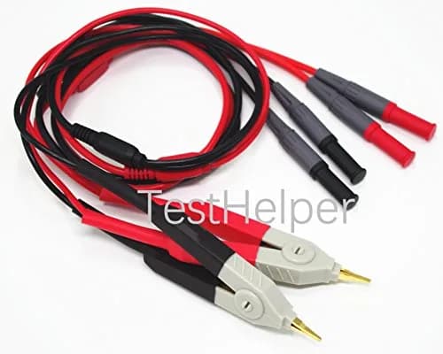 TestHelper LCR Meter Test Leads with 4mm Connectors, 2-Wire/4-Wire Kelvin Clip Probes (Red/Black) | Essential for Low Value Measurements thumbnail 6