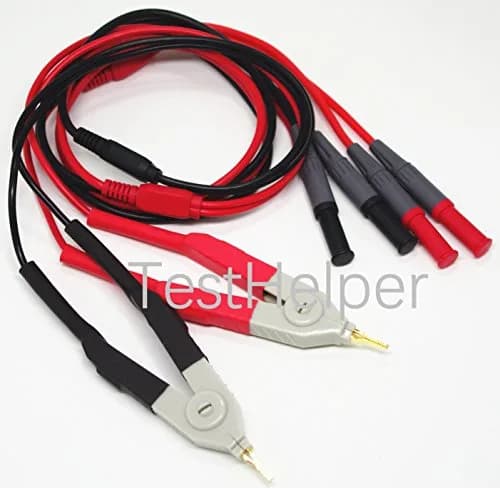 TestHelper LCR Meter Test Leads with 4mm Connectors, 2-Wire/4-Wire Kelvin Clip Probes (Red/Black) | Essential for Low Value Measurements thumbnail 2