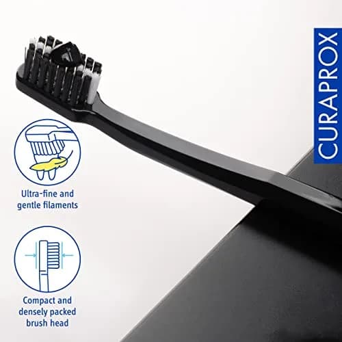Curaprox Black Toothbrush Duo, 2-Pack | Ultra Soft Bristles for Sensitive Gums thumbnail 3