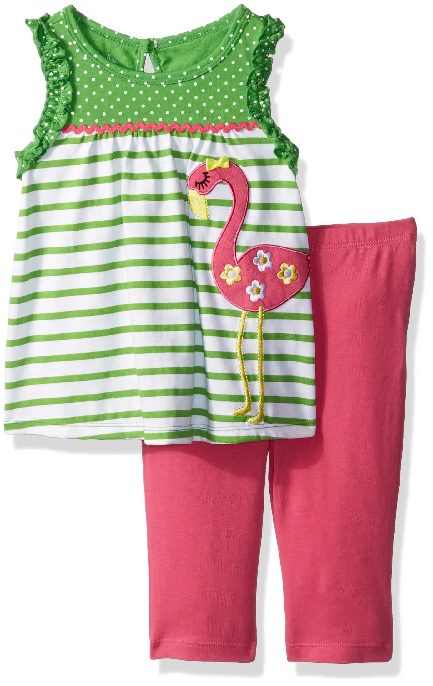 Kids Headquarters Baby Girls 2 Pieces Pants Set - Tunic, Green, 18M | Cotton, Sleeveless, Loose Fit