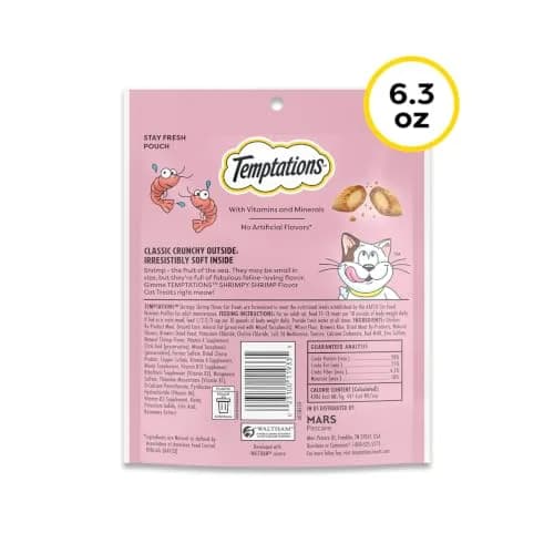 Temptations Classic Crunchy Soft Cat Treats, Shrimpy Shrimp Flavor, 179g (6.3 oz) | Under 2 Calories Per Treat thumbnail 9