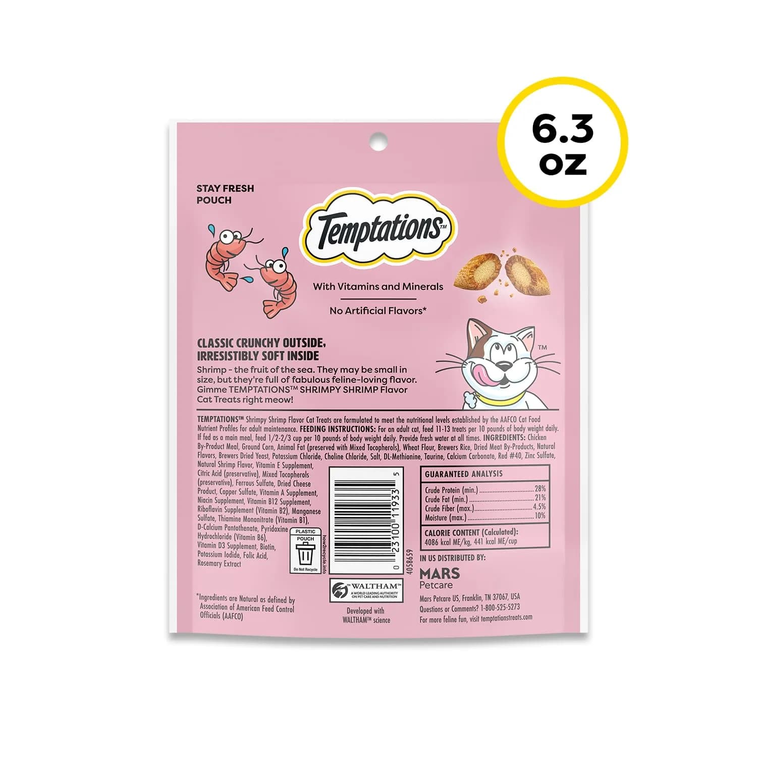Temptations Classic Crunchy Soft Cat Treats, Shrimpy Shrimp Flavor, 179g (6.3 oz) | Under 2 Calories Per Treat - view 9