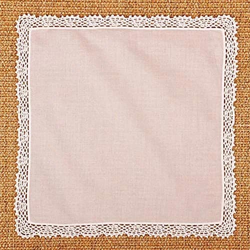 Milesky White Wedding Handkerchief Pure Cotton with Crochet Lace 30cm (11.5") | Soft & Gentle for Bridal Use thumbnail 6