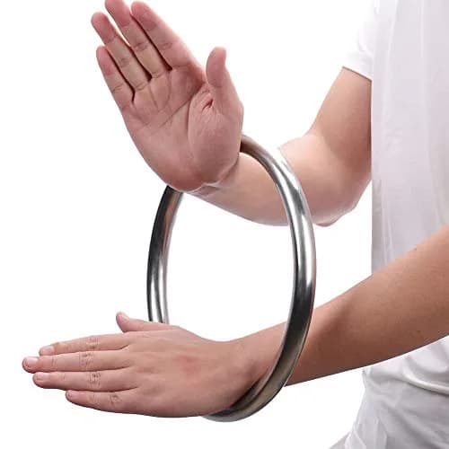 HYOUT Wing Chun Stainless Ring Yewen Sau Sticky Hand Strength Training Tsun Siu Lum Kung Fu Self Defense Gun 21 cm (8.27 inch) thumbnail 1